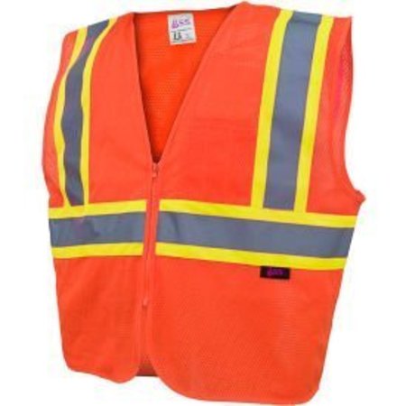 GSS SAFETY GSS Safety 1006 Standard Class 2 Two Tone Mesh Zipper Safety Vest, Orange, 4XL 1006-4XL